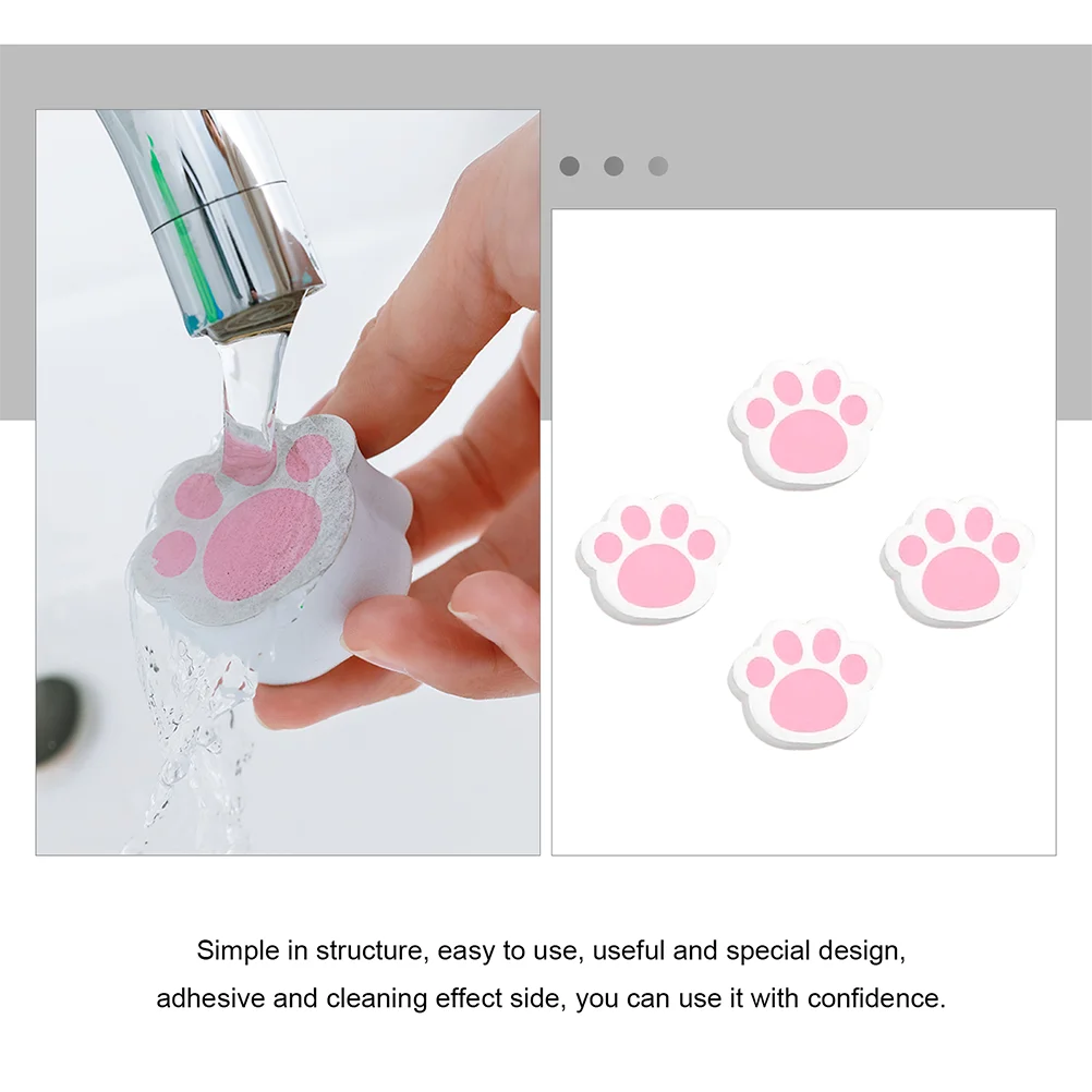 

4pcs Cleaning Sponge Cat Claw Design for Mirror Glass Tap Bathroom Tools Wipes Durable High Grade Material Easy to Use