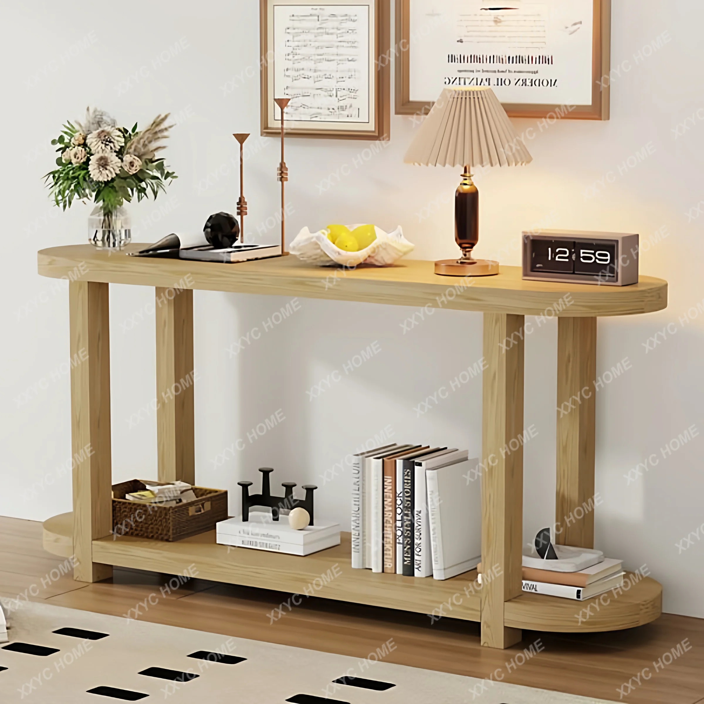 Retro solid wood entrance table strip case household shelf living room sofa back against the wall decorative entrance side table