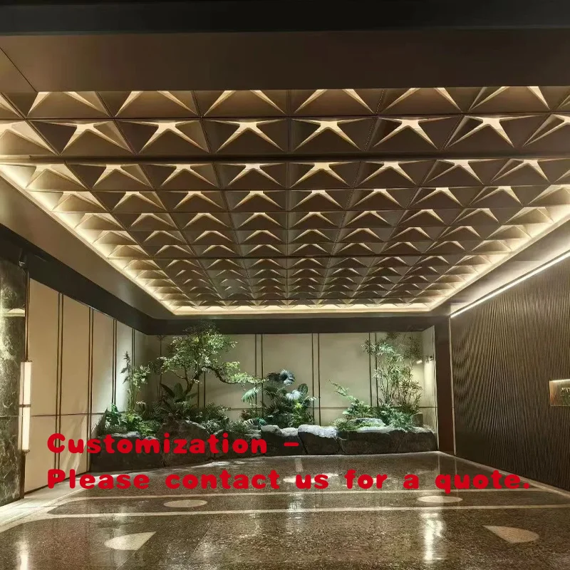 custom.Modern Metal Irregular Ceiling Custom Curved Stainless Steel Fireproof Waterproof Decorative Ceiling Hotel