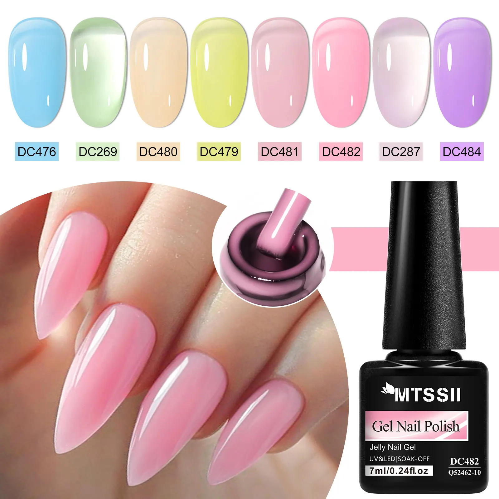 MTSSII 8 pièces/boîte gelée Gel vernis à ongles à la mode rose bleu vert Transparent tremper Gel UV LED vernis à ongles pour manucure