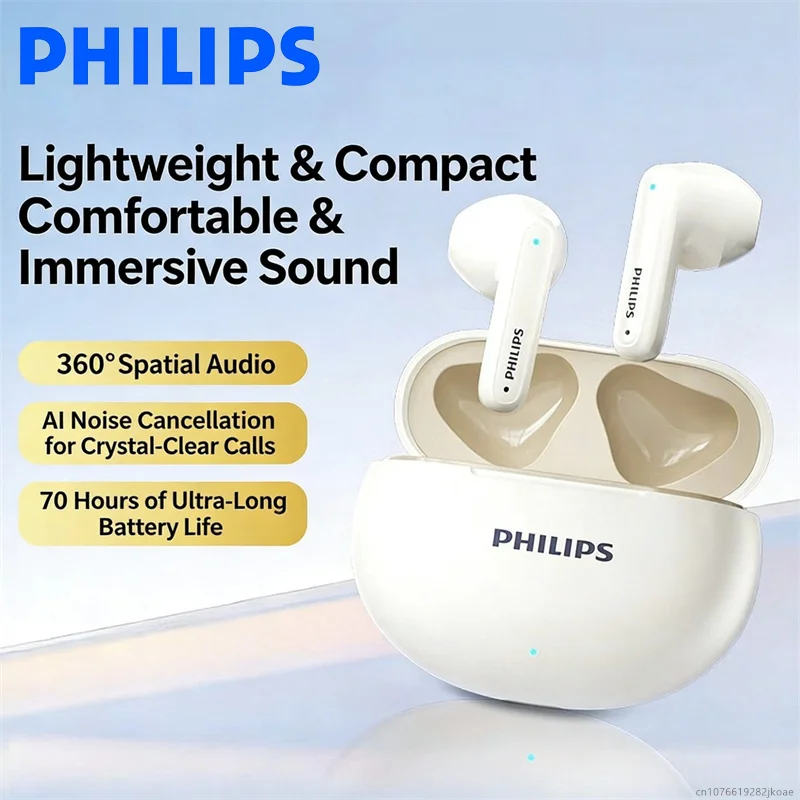 

Philips TAT1199 TWS Earbuds Semi in Ear Bluetooth Headphones AI Call Noise Reduction Touch Control Sport Running Gym Earphones