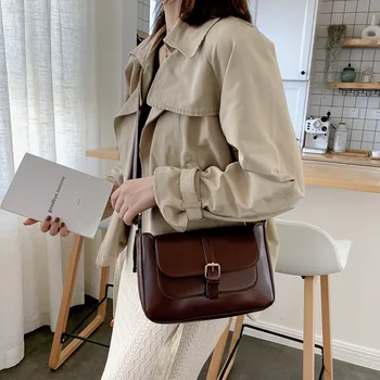 Sacs à bandoulière Vintage en cuir PU pour femmes, sacs à main tendance et bourse rétro, petit sac messager féminin