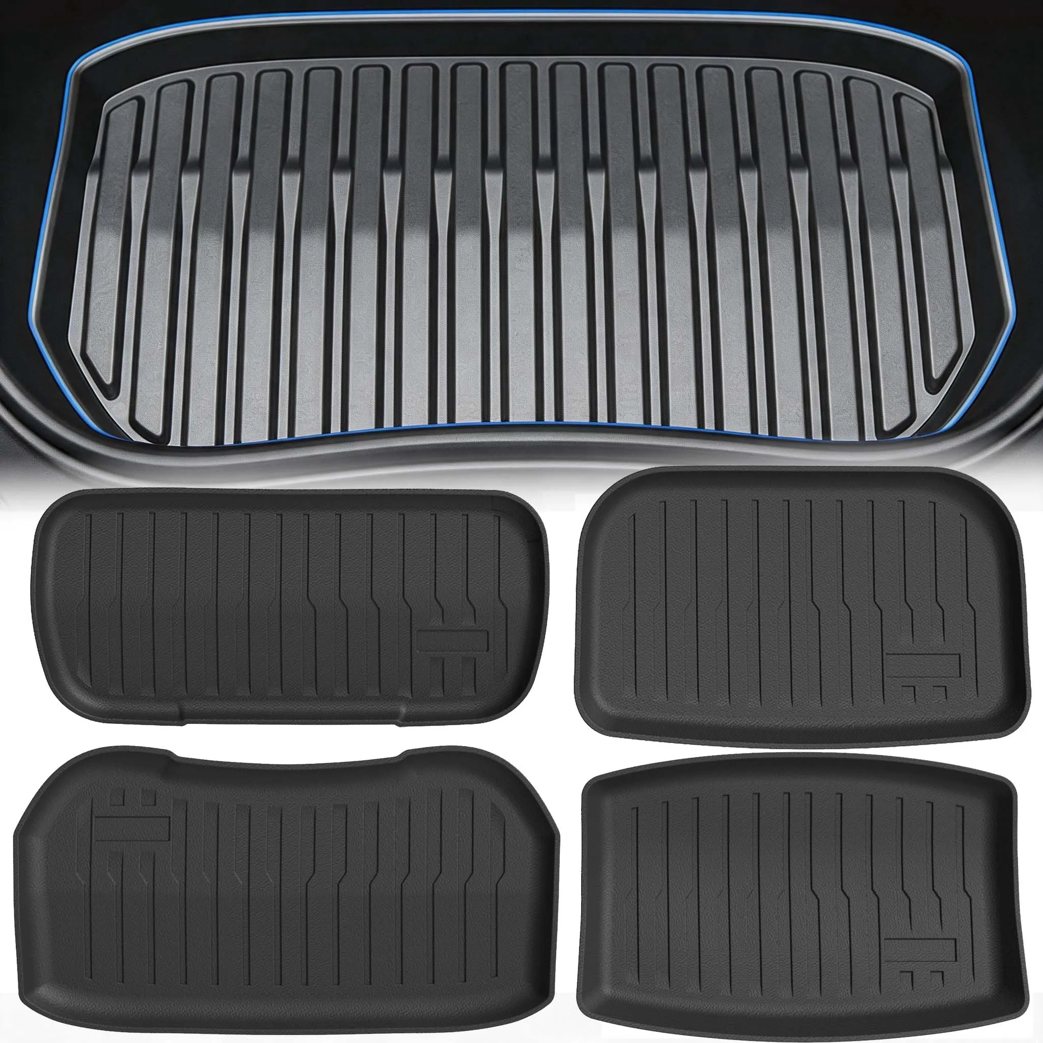 Waterproof TPE Car Front Rear Trunk Mats Anti-slip Protective Cover Pad for Tesla Model YL/Y Juniper Model 3 Highland Car Parts