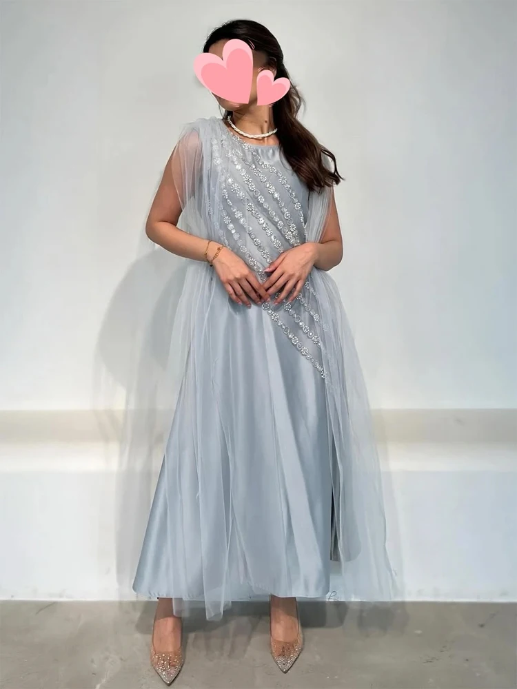 ที่กําหนดเองอย่างเป็นทางการคุณภาพสูงอย่างเป็นทางการTulleประดับด้วยลูกปัดตรงO-คอMidiชุดราตรีRetroประณีตคลาสสิก