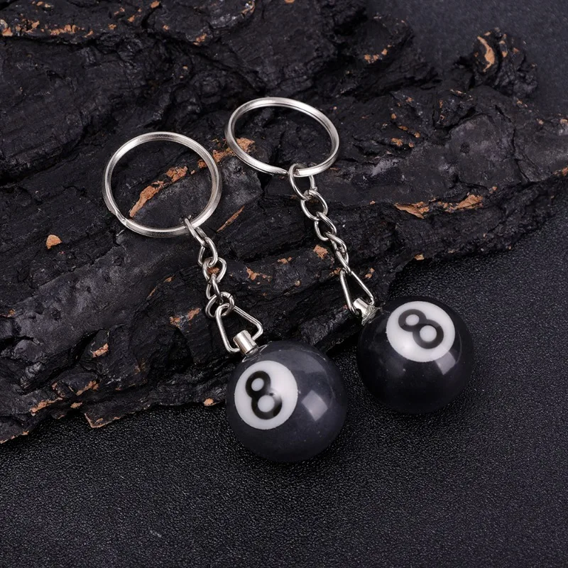 8 Ball Keychain Creative Lucky Black Round Ball Charm Key Ring Gift and Magic Jewelry Accessories for Billiards Love Players