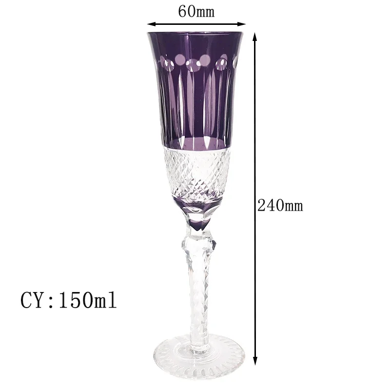 Crystal Flute Champagne Glasses Multicolor Wine Glass Cup Handmade Hand Carved Edo Kiriko Wedding Gift With Gift Box 1PC