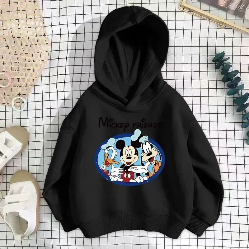 Wiosna Cartoon bluza z kapturem odzież dla dzieci chłopiec dziewczyna dziecko maluch Disney Minnie Mickey Mouse śliczne dzieci bluza z długim rękawem