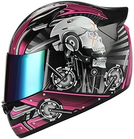 Motorcycle Bike Full Face Helmet Mechanic Skull: HJDJ11