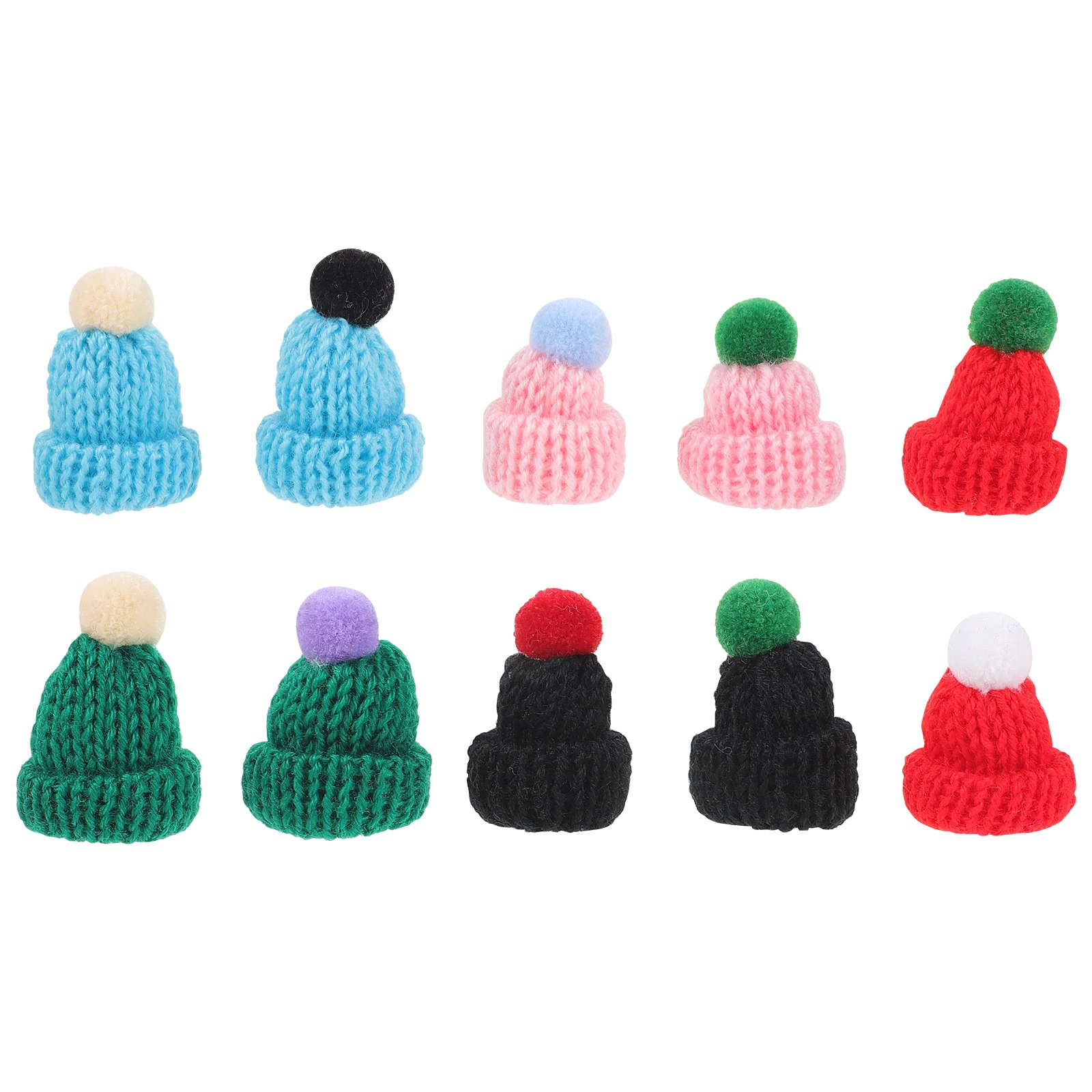 

10pcs Knitting Mini Hats DIY Craft Supplies Crochet Mini Pompon Hats Caps (Mixed Color) mini cap crochet hat decor