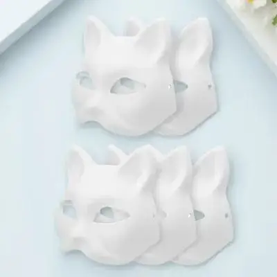

5pcs Hand-Painted Masks Halloween Venetian Fox Skull Dino Dance Face Lovers White Masquerade Costume Party Diy Blank