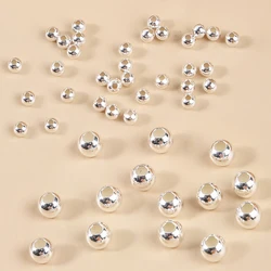 10-40pcs 925 Sterling Silver Round Beads Spacer Beads for Bracelet Necklace Silver Bead DIY Jewelry Making Findings Wholesale