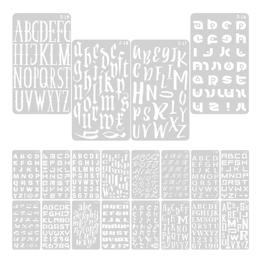 2세트 플라스틱 알파벳 글자 스텐실 재사용 가능한 템플릿 DIY 페인팅 스크랩북 저널 공예 창의적인 스크랩북킹