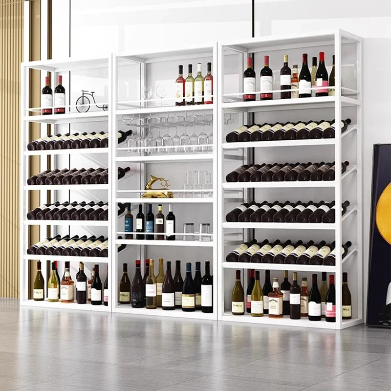 

Bottle Storage Cabinet Bar Furniture Salon Whiskey Display Showcase Wall Modern Stockage Vin Luxury Wine Industrial Traditional