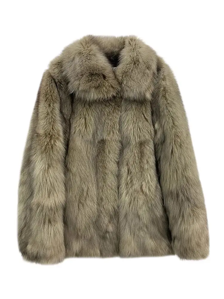 معطف فرو صناعي للنساء للخريف والشتاء، معطف فرو كارديجان فضفاض للتنقل #5