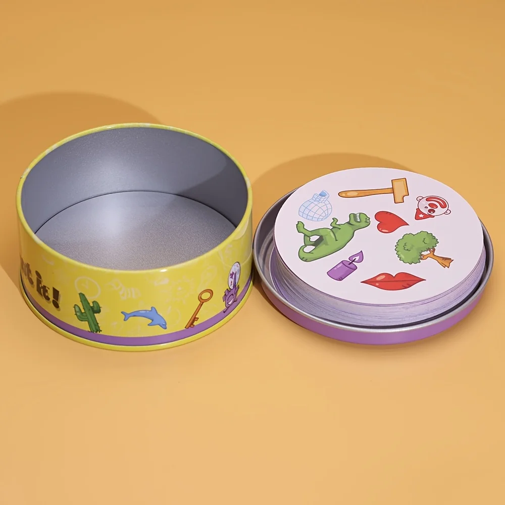 Juego de Mesa Familiar Round Box, Ideal para Reuniones Festivas, Juego de Cartas de Combinación Rápida, Juego de Mesa Interactivo Portátil para Viajes