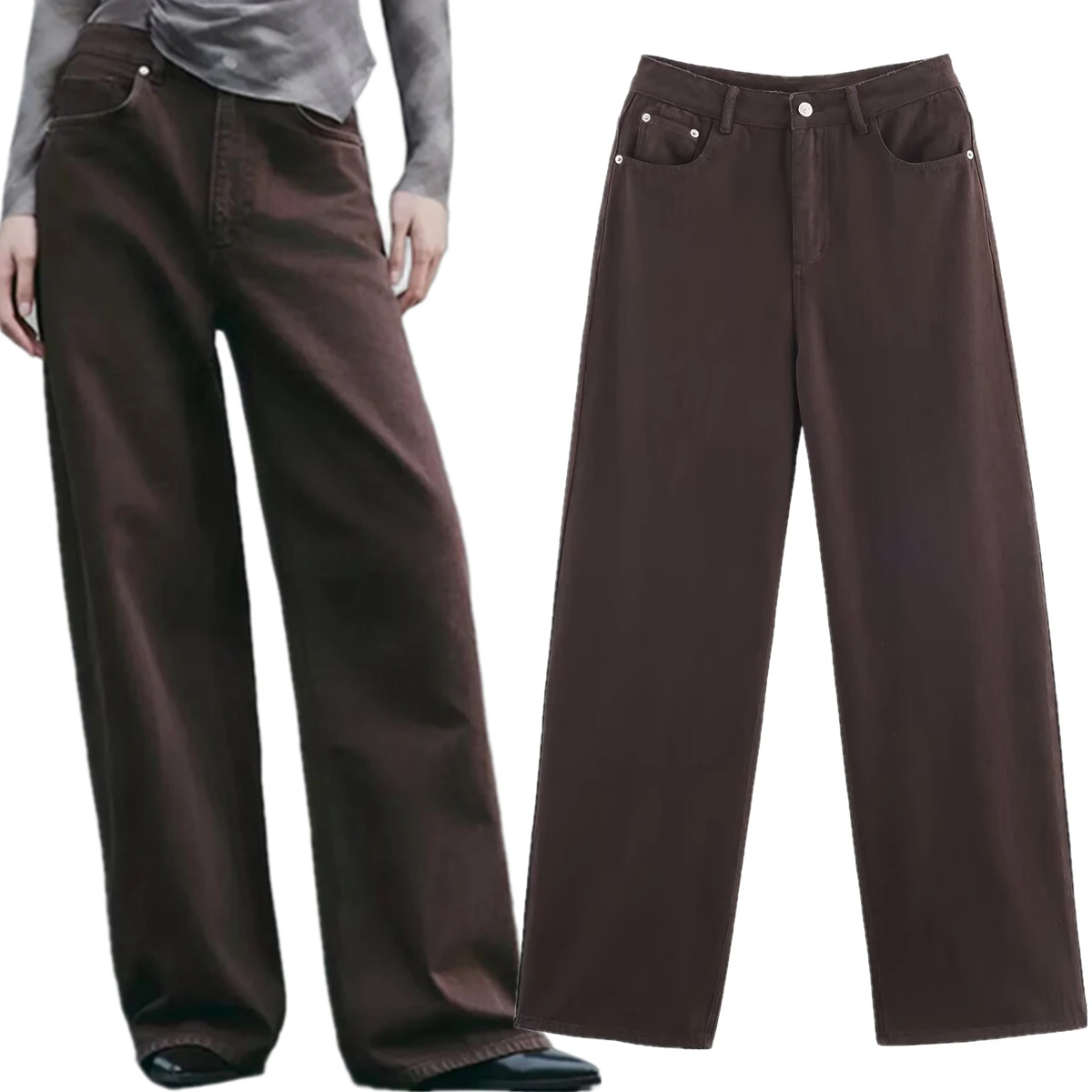 

Jenny & Dave 2026 зимние джинсы для мам, скандинавские минималистичные винтажные коричневые джинсы-бойфренды с высокой талией, женские джинсы, женские джинсовые брюки