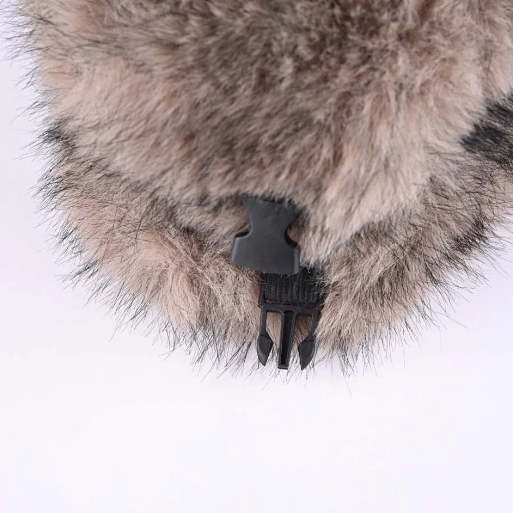 Mink Texture Faux Fur Hat Thickened Lining Windproof Fabric Winter Trapper Caps Adjustable Strap Soft Touch Ear Flap Headwear