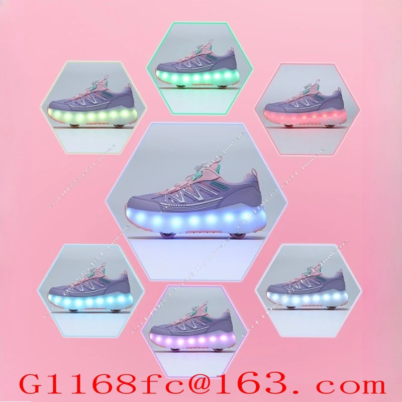 Four Wheel Deformed Luminous Roller Skates, Eight Wheel Student Sports Roller Skates