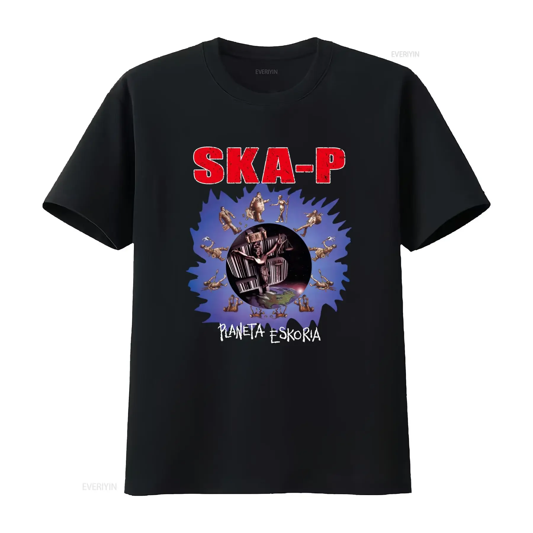 Camiseta Vintage Ska P Punk Band Planeta Eskoria para hombre y mujer, ropa de diseñador suave con lavado vintage, moda Unisex