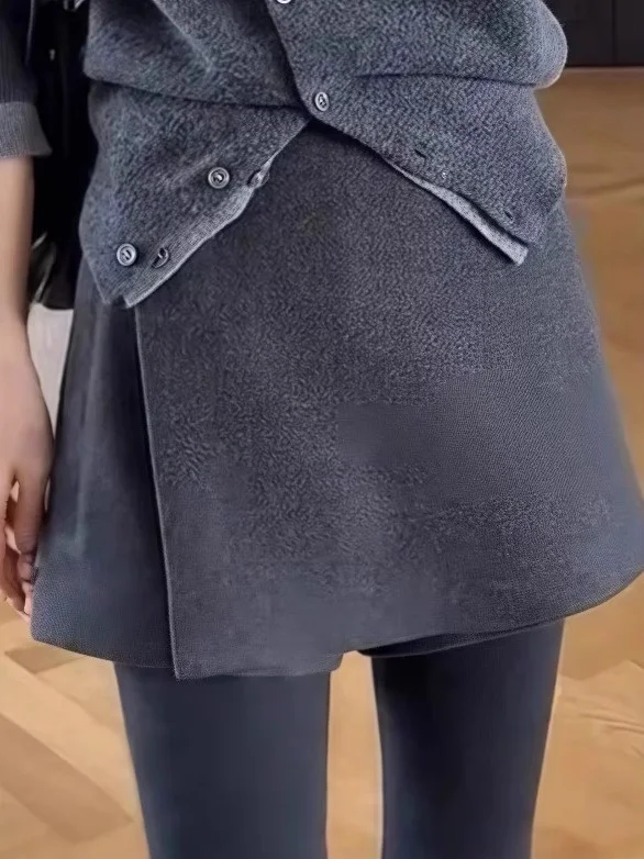 

High Waist A-Line Skirt ey Woolen Korean Sle plus Size Women's Faion Autumn Winter ort Skirts Casual Wear