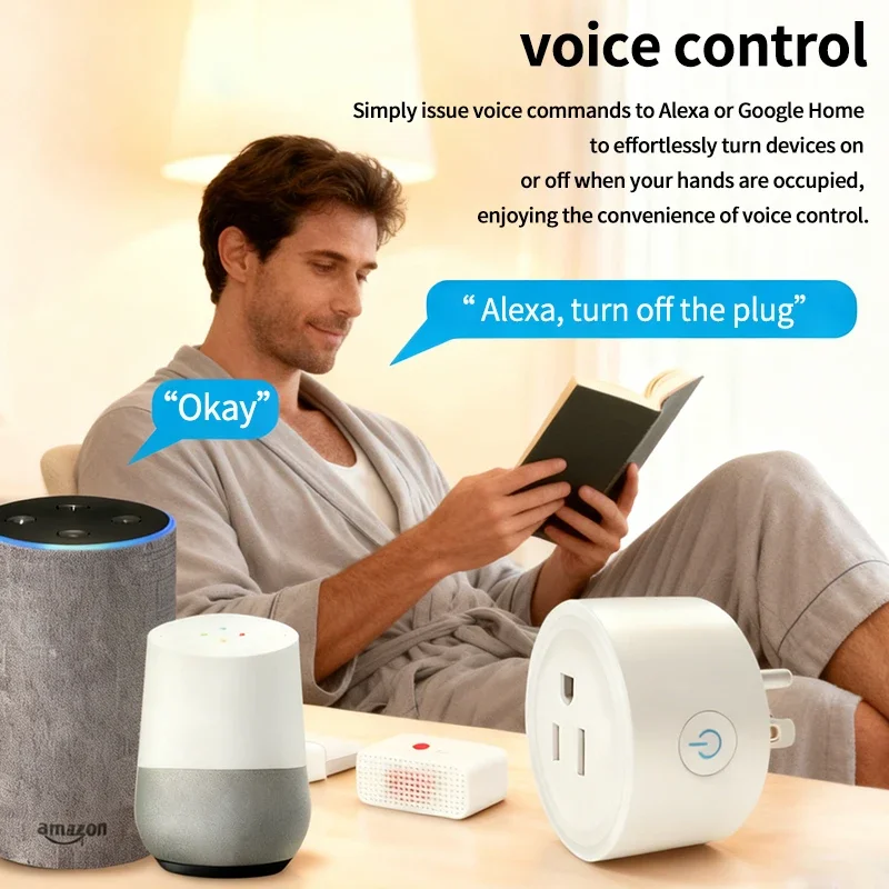 

Умная розетка Wi-Fi с мониторингом энергии - голосовое управление Alexa Google Home, приложение Tuya, функция таймера - стандартная розетка США