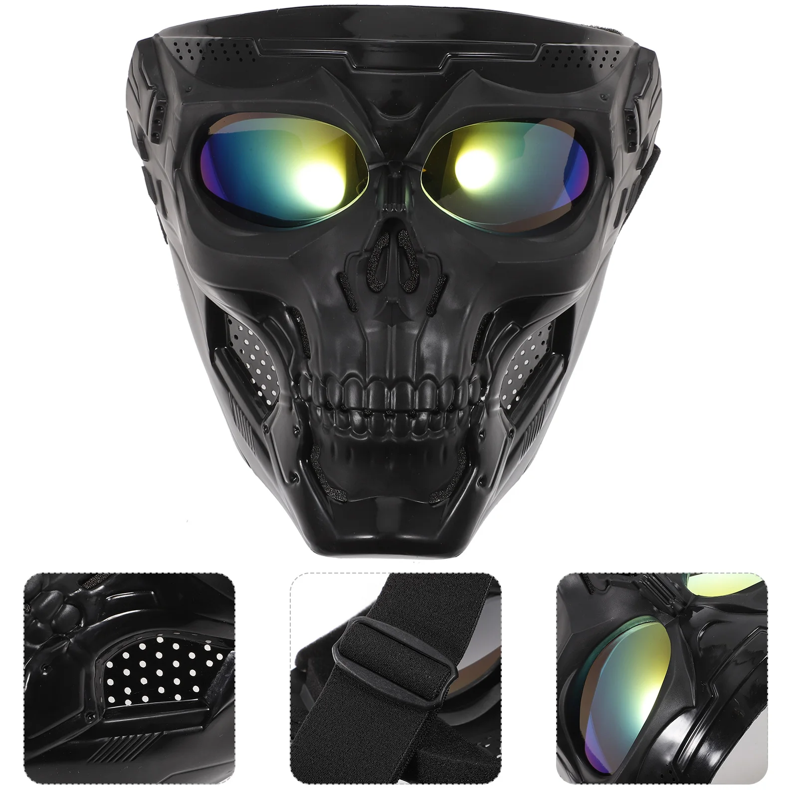 

Skull Motorcycle Goggles Protective Riding Mask Adjustable Strap Anti Glare Impact Resistant for Men Outdoor Riding Cosplay