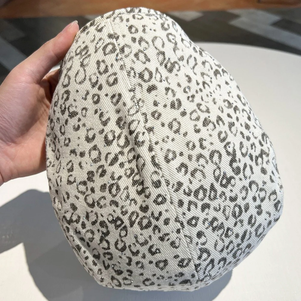 HT4874 Berets Glänzende Frühling Herbst Hut Männer Frauen Leopard Künstler Maler Baskenmütze Hut Männlich Weiblich Ivy Flache Kappe Einstellbare Baskenmütze Kappen – Detail 12