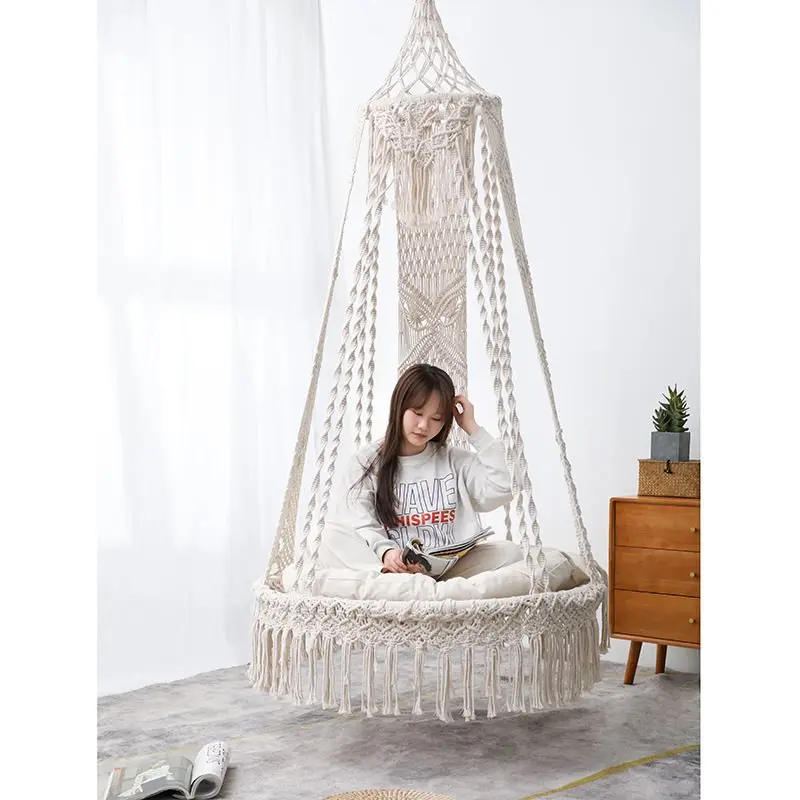 

Suitable for Handmade rope hammock chair indoor swing bedroom household balcony outdoor courtyard lazy cradle Internet celebrity