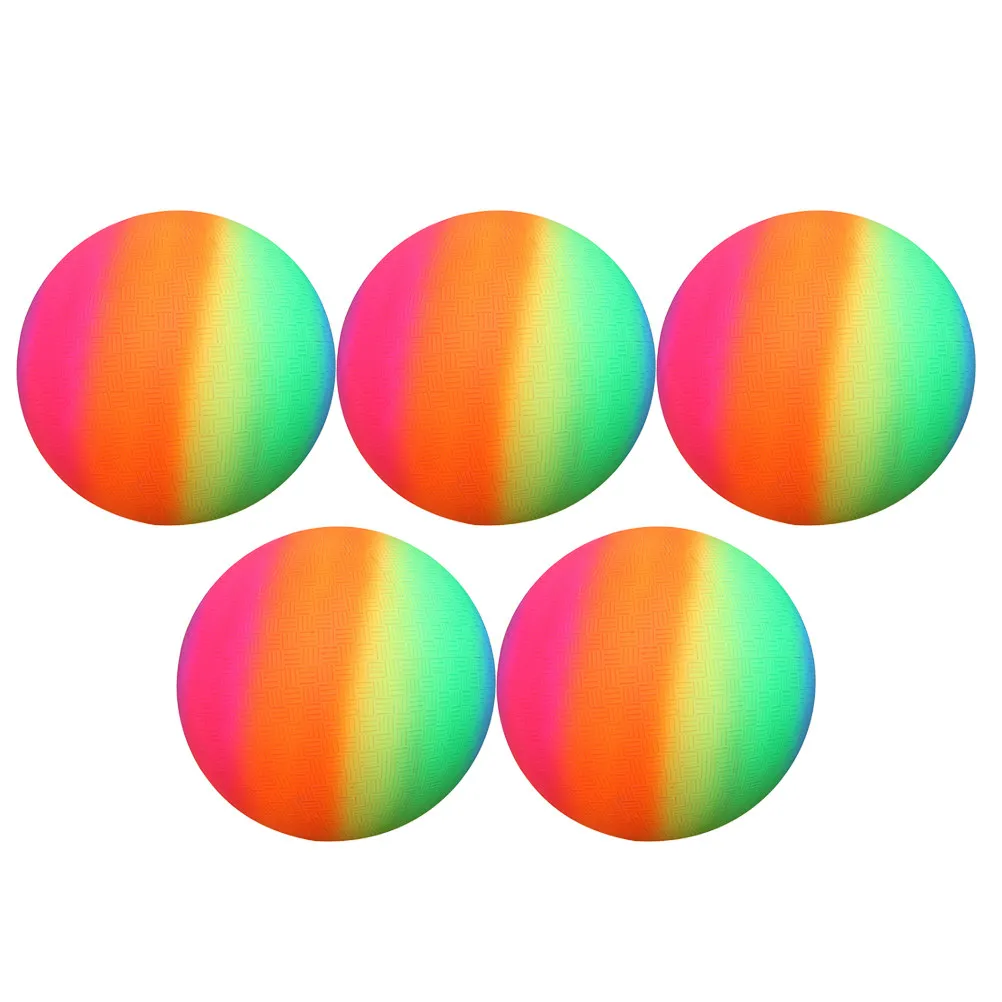 5Pcs Rainbow Balls Thickened PVC Eco-Friendly Sports Balls Bright Color for Children Catching Throwing Pool Beach Playground