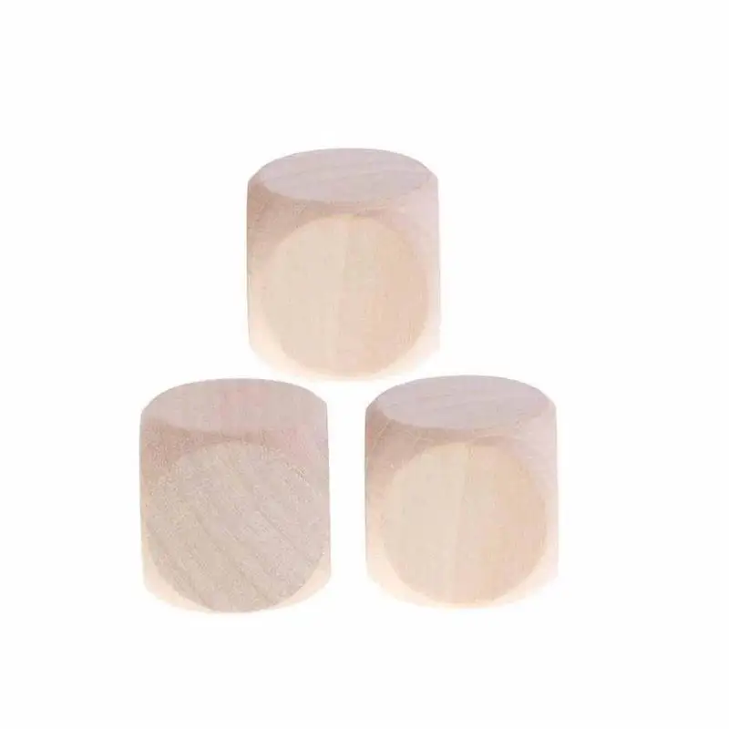 10PCS Wooden Blank Dice Six Sided DIYDice Children Making Pattern Engraving Toy Game For Custom Letter Blocks Numbers