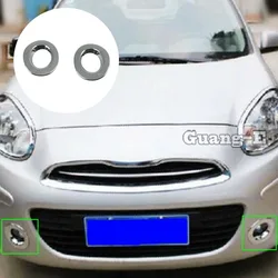 Car Body Front Fog Light Lamp Frame Stick Styling ABS Chrome Cover Trim 2PCs For Nissan March 2011 2012 2013 2014 2015 2016 2017