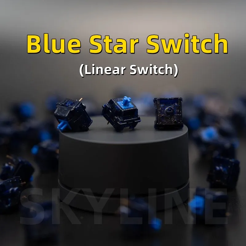 SKYLINE-DIY Interruptor Teclado Mecânico, Hot-swappable, Interruptor Linear Lubed, Interruptor Estrela Azul, 3Pin