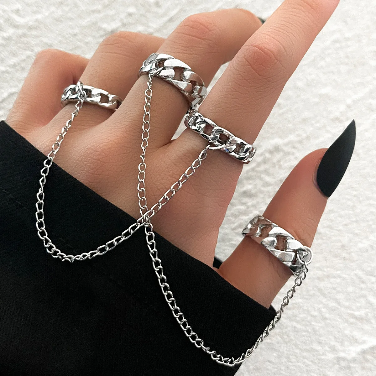 NONE Mode Punk Cool HipHop gland chaîne anneaux ouverts ensemble femmes multicouche réglable bagues fête voyage cadeau bijoux