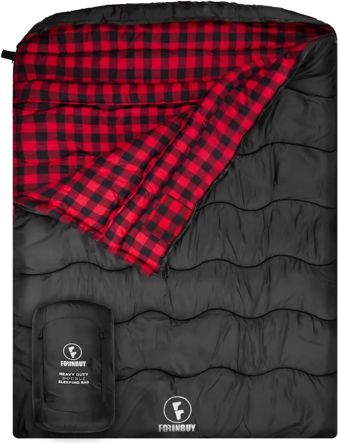 Cotton Flannel Double Sleeping Bag,Queen Size Sleeping Bag for Adults, Cold Weather Waterproof 2 Person Sleeping Bag, Suitable f