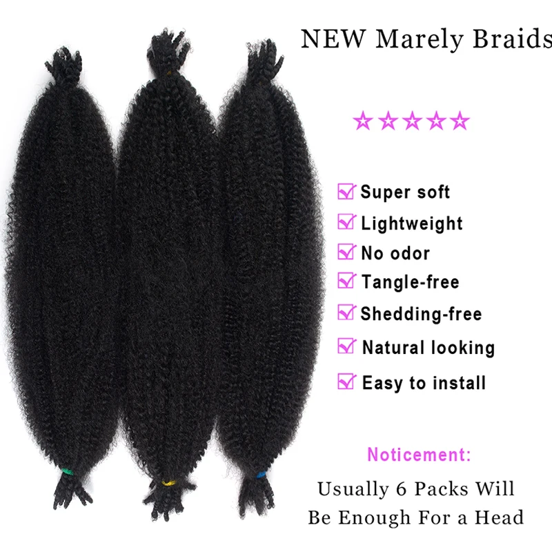 18inch Afro Marley Twist Braiding Hair Extensions For Distressed Soft Locs Fluffy Afro Kinky Curl Twist Crochet Hair For Women