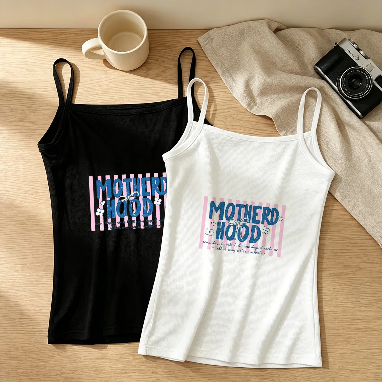 Lovely Motherhood Graphic Tank Top Cute Stripe Camisole Heart Flower Saying Unique Mother Day Birthday Gift for Women