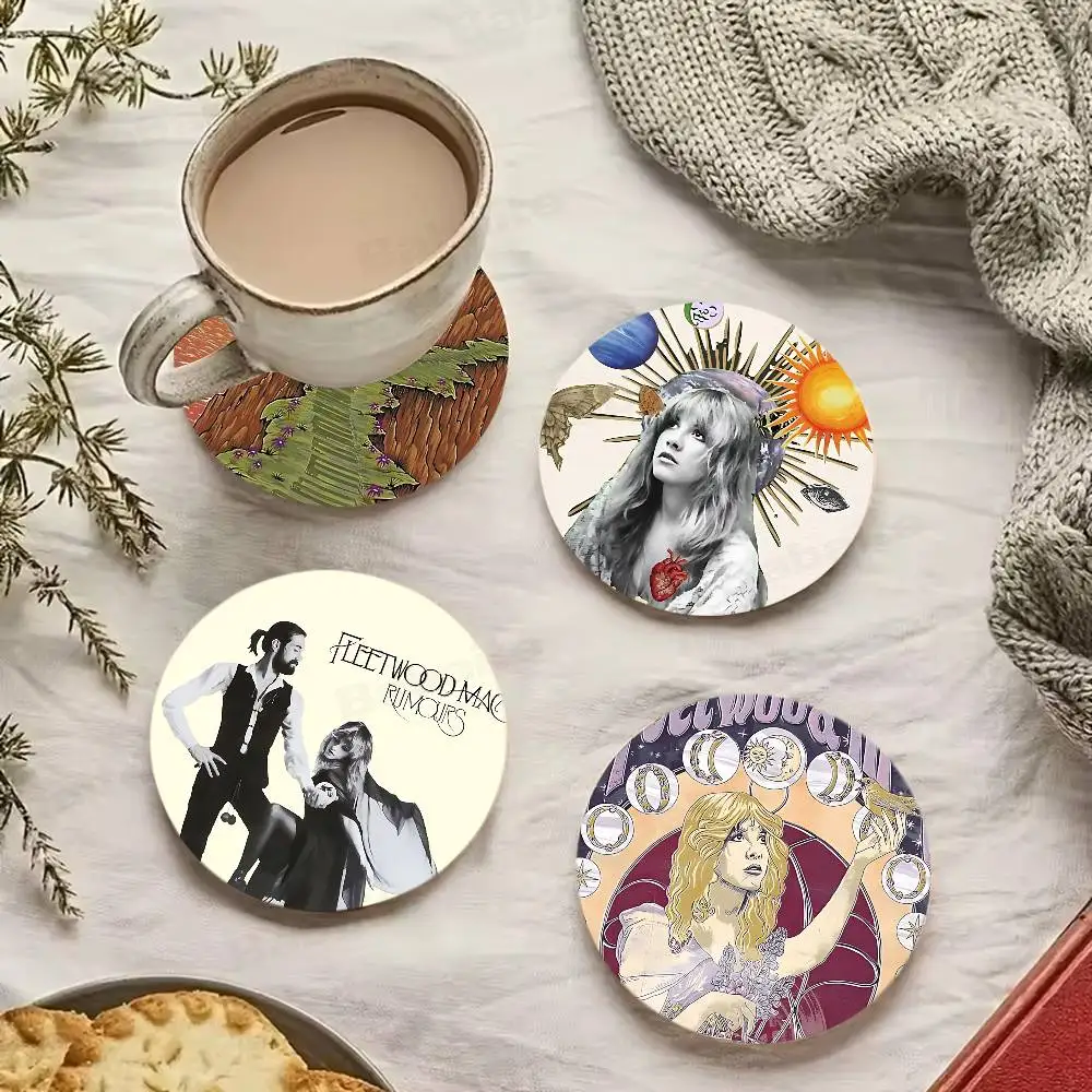 Rock Band Fleetwood Mac Round Coasters Insulated Durable Cups Coffee Coaster Plate Mats Home and Decoration Kitchen Utensils