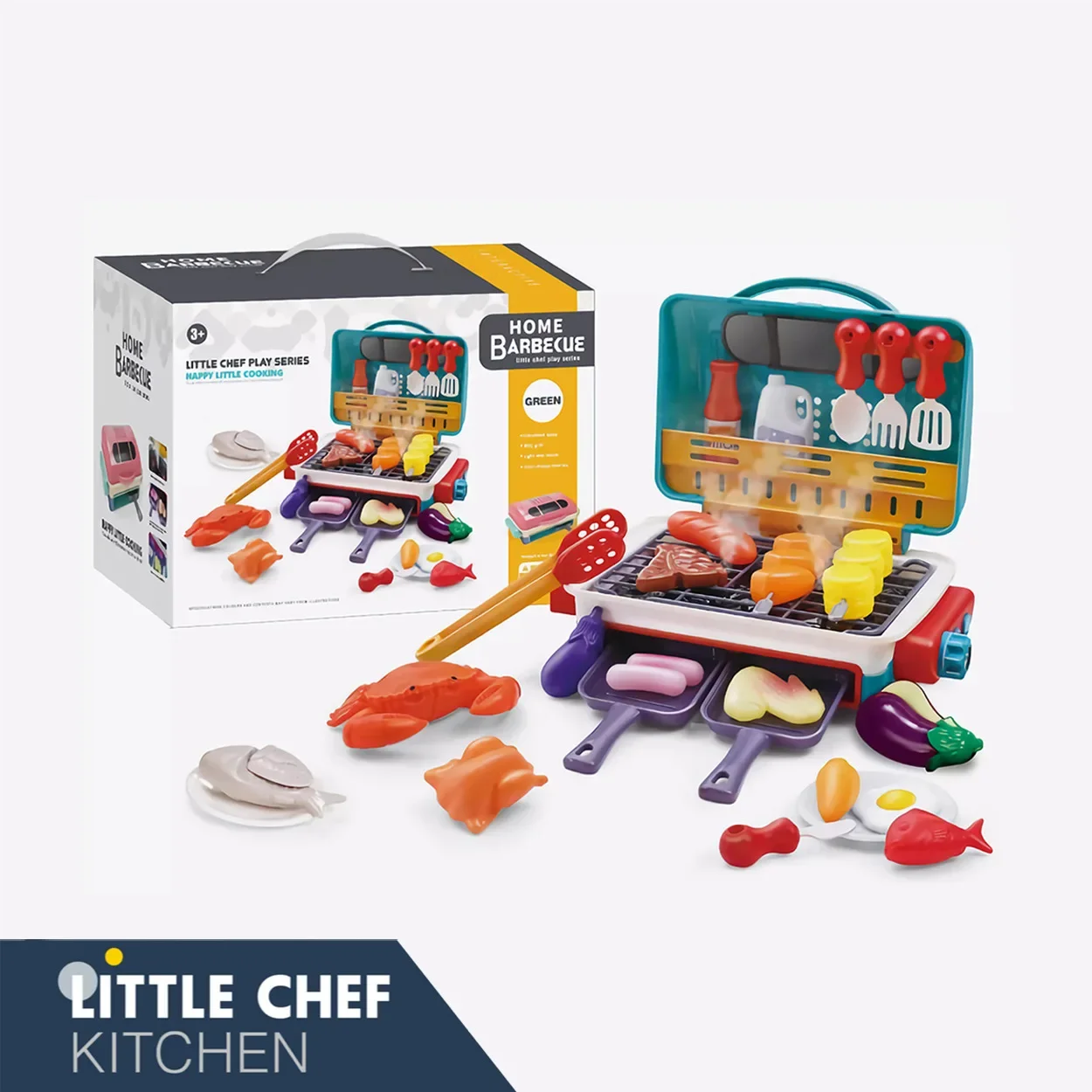 Set met spray Kinderen Gesimuleerde barbecue Licht en geluid Fantasiespel Keuken Koken BBQ Educatief speelgoed voor kinderen Kerstcadeaus