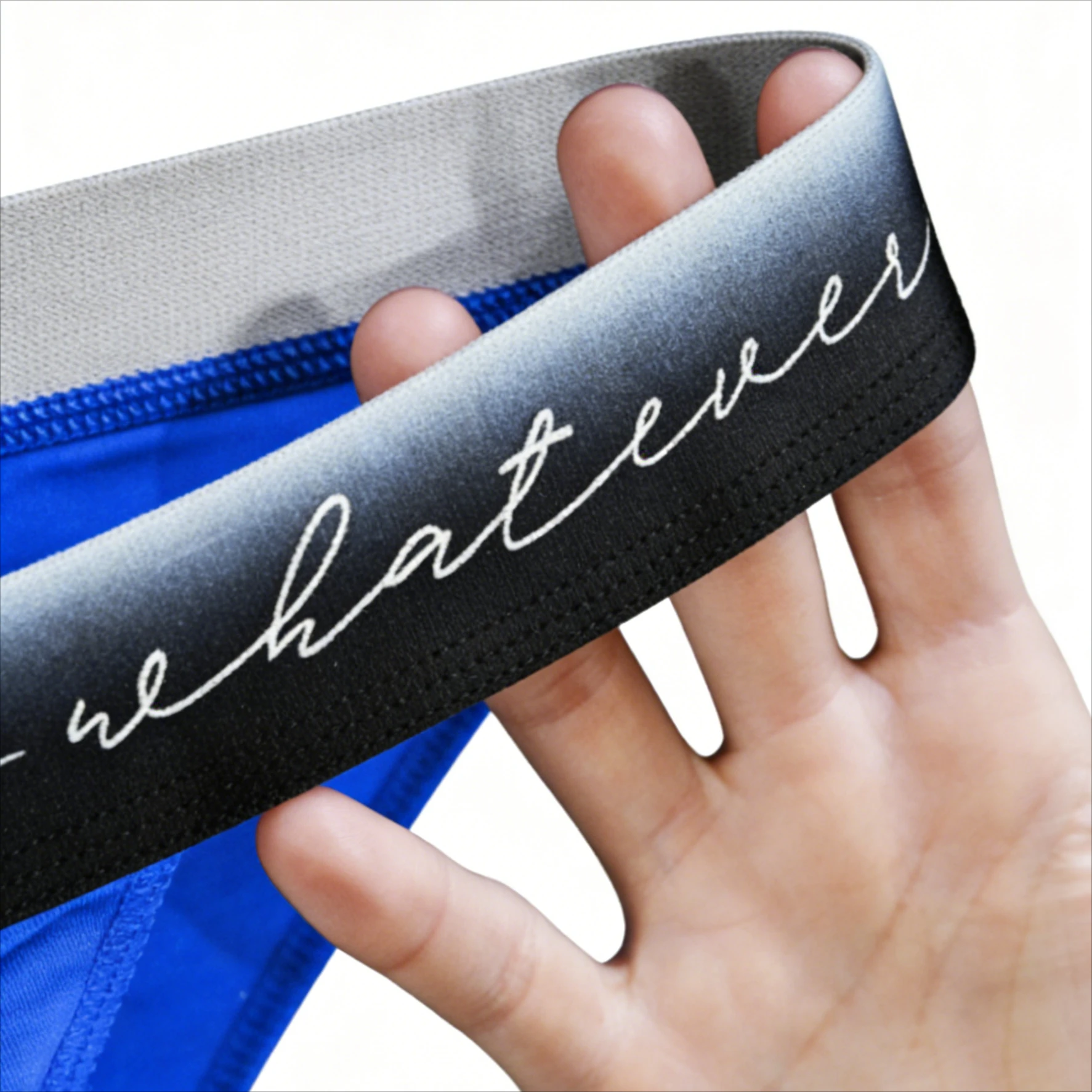 Celana Dalam Pria Bahan Sutra Es Poliester Model Cheeky Ombre dengan Slogan "Whatever" Pinggang Sporty Kontur Fit Low-Rise  Pakaian Dalam Pria Seksi
