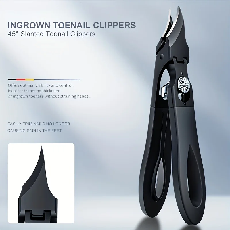 Nagelknipser für eingewachsene Nägel, mit schräg gebogener Klinge, geeignet für Zehennägel, langem Griff und breiter Öffnung