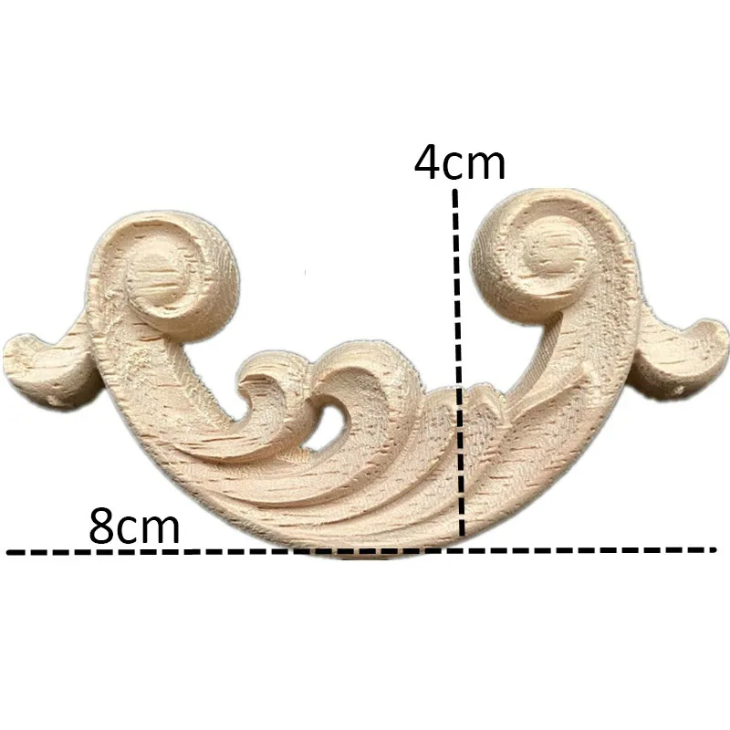 8cm Floral Wood Carved Decal Corner Applique Decorate Frame Wooden Figurines Cabinet Crafts Home Desk Chair Furniture Decor