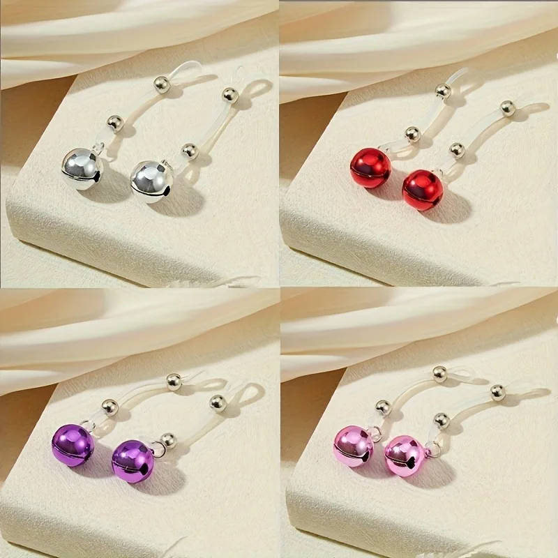 4 Pairs Of Dopamine-colored Bell-shaped False Breast Rings, Perforation-free Adjustable Breast Clips, Comfortable to Wear
