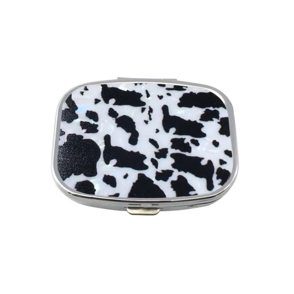 Portable Double-Grid Metal Pill Box Container Waterproof Tinkering Mirror Rectangular Dustproof Cosmetic Tool Women