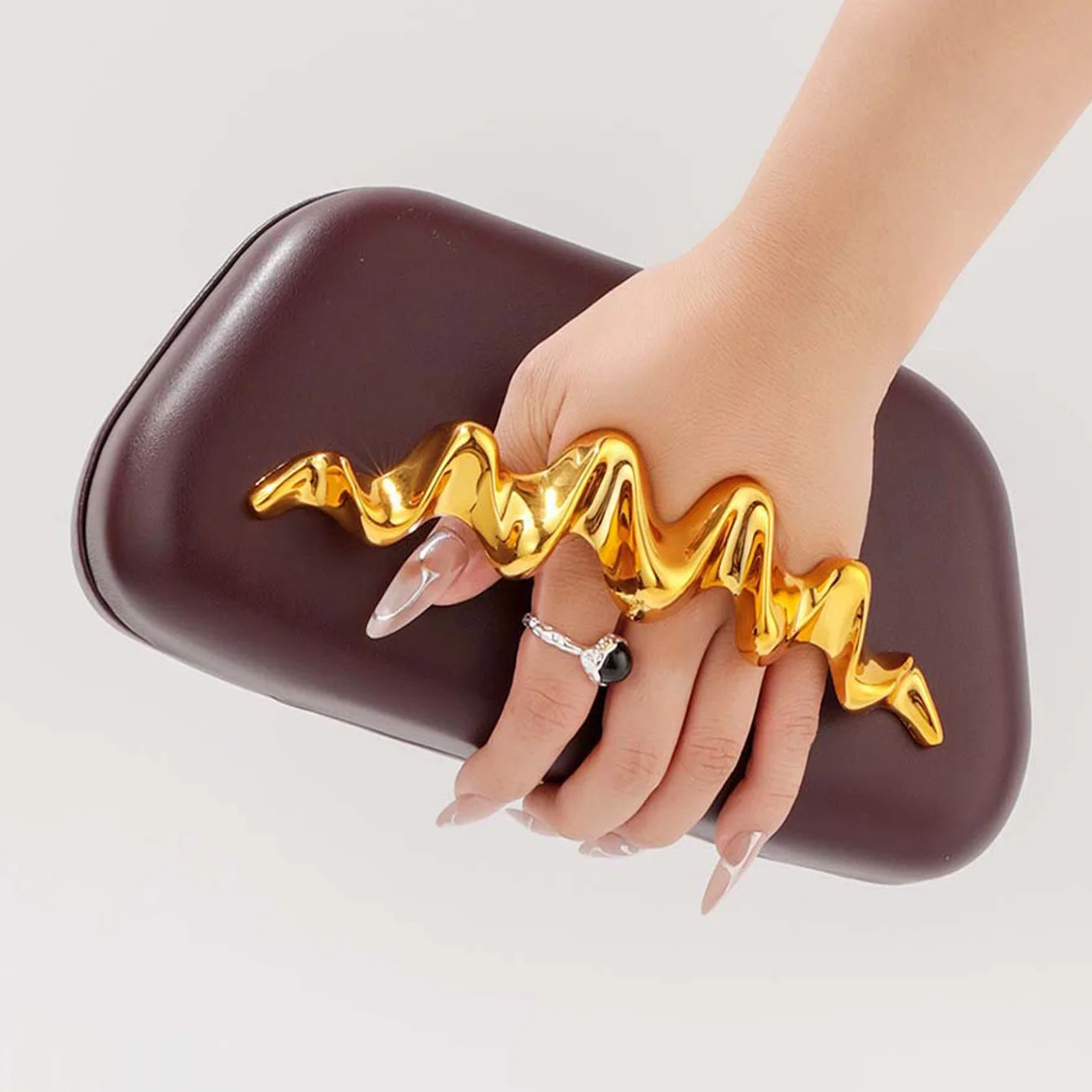 

Women Vintage PU Clutch Bag Fashionable Elegant Lightweight Dress Evening Bag for Wedding Banquet Dress Shoulder Bag Knucklebox