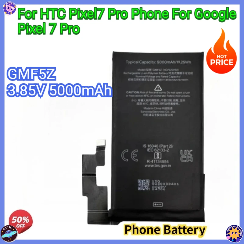 

Новый аккумулятор для телефона 3,85 В 5000 мАч GMF5Z для HTC Pixel7 Pro для Google Pixel 7 Pro
