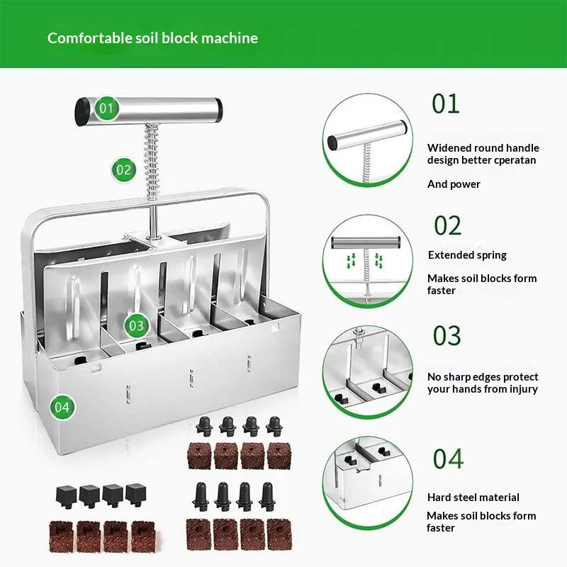 

With Single Double Row Options Planting Compost Press For Seedlings Manual Soil Block Maker Hand Held Seed Starter Tool