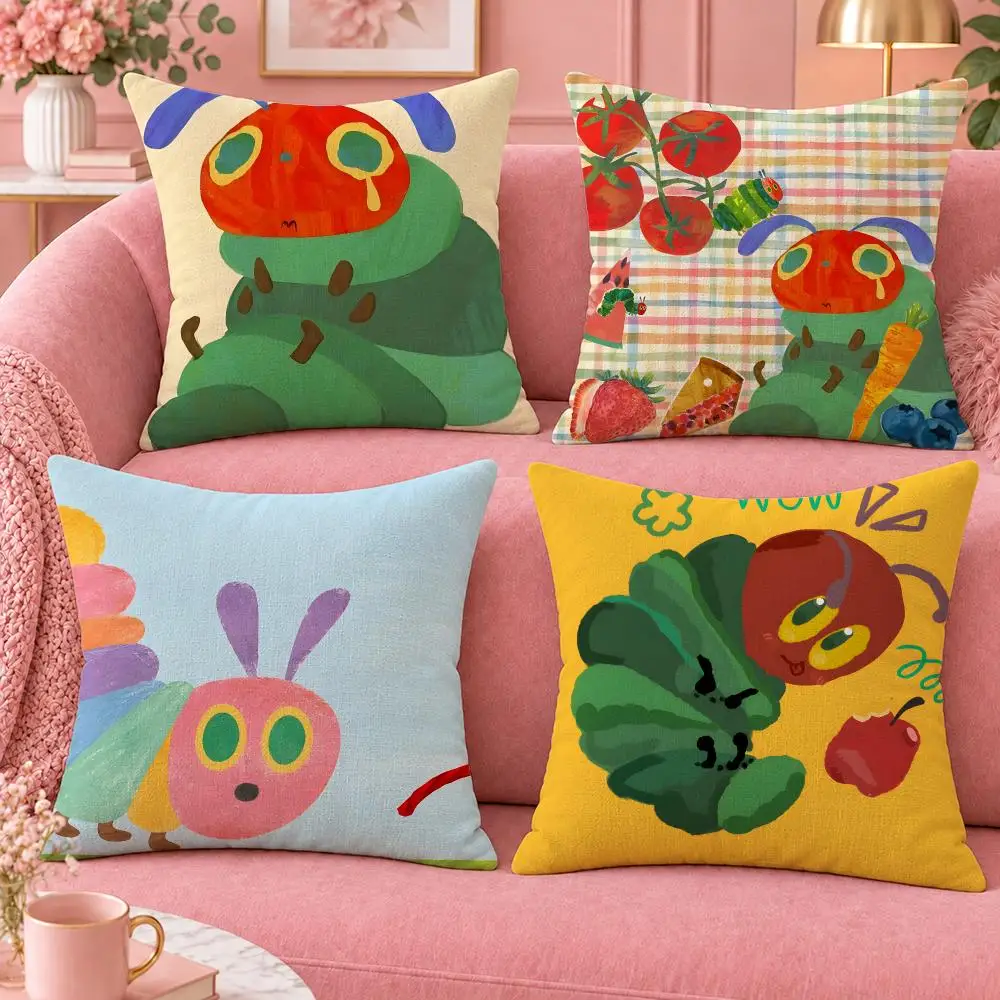 Book Kids Very Hungry Caterpillar Cushion Cover Cute Cartoon Throw Pillow Cover Soft Plush Cushion Cover Sofa Bedroom Home Decor