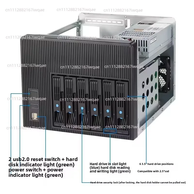 NAS Server Chassis,4/6/8 Mini Home Storage, Support Hot-swappable Mini-ITX Main Board Chassis