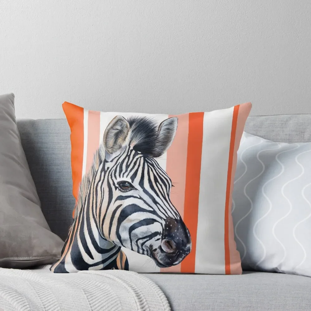 

zebra on orange and pink stripes (iconic II) Throw Pillow Pillowcases Bed Cushions Decorative Pillow Covers For Sofa pillow