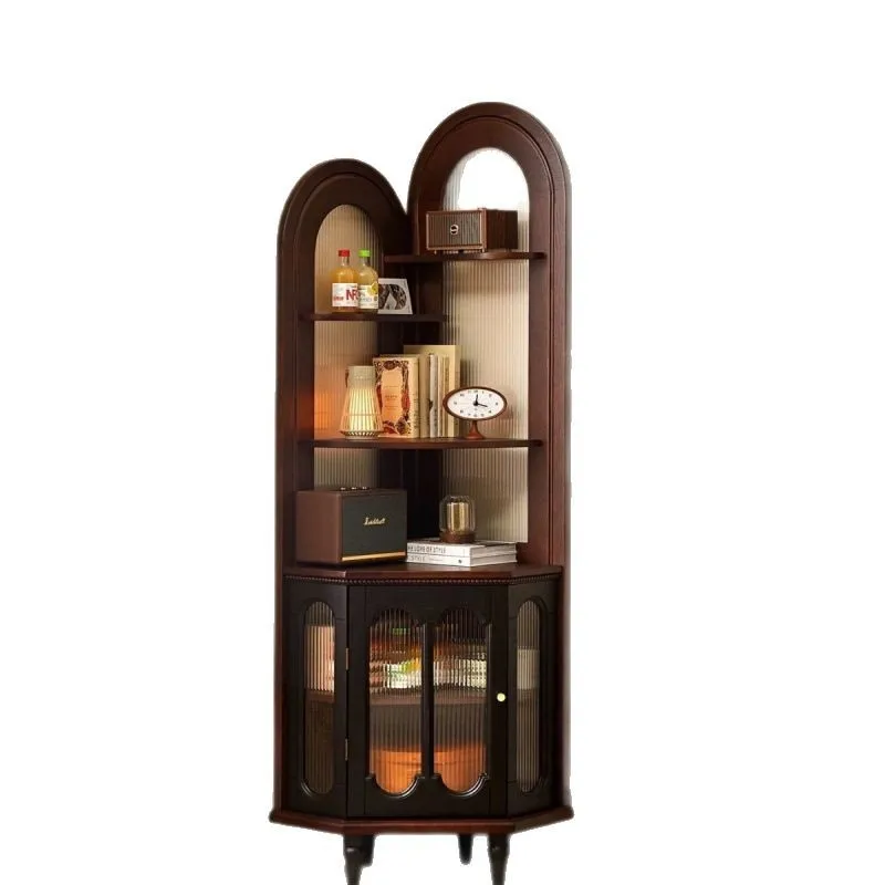 

Угловая полка из цельного дерева во французском стиле ретро, угловая спальня в гостиной, небольшая квартира, треугольная книжная полка для хранения